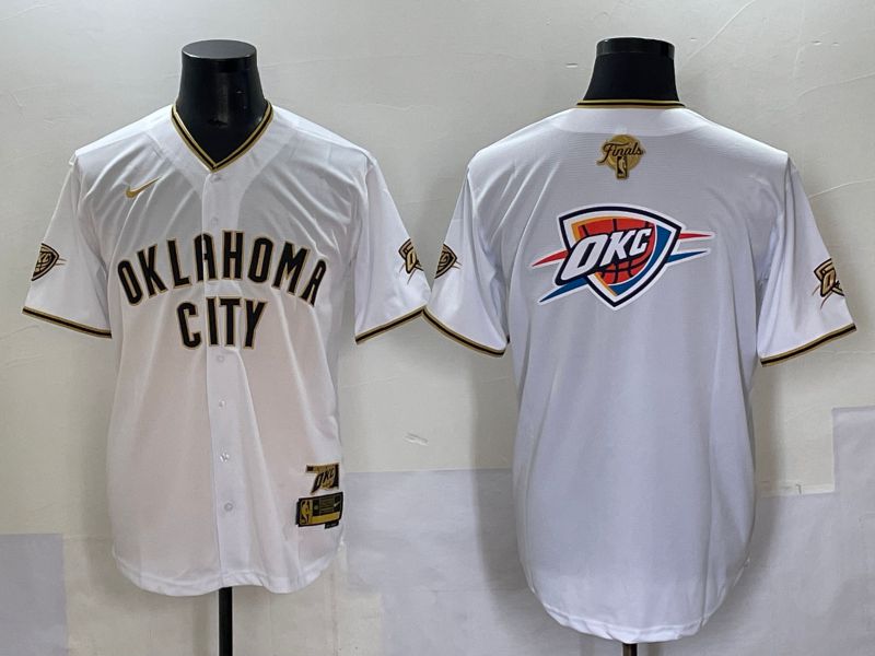 Men 2025 Oklahoma City Thunder Blank White Joint Name Nike NBA Jersey style 10->oklahoma city thunder->NBA Jersey